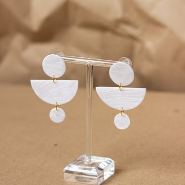 STELLA in Pearl // Polymer Clay Earrings // Statement Earrings // Modern Minimalist // Avant Garde // Art Deco Earrings // 