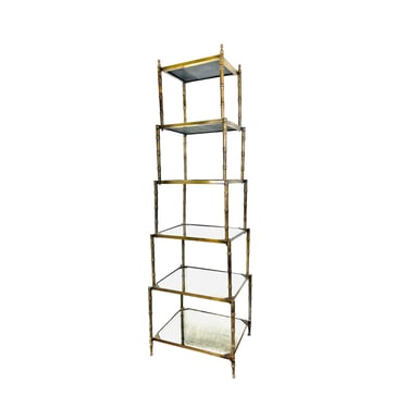 #1192 6-Tier Brass & Antiqued Mirror Shelves