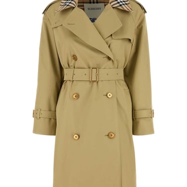 Burberry Women Sage Green Gabardine Castleford Trench Coat