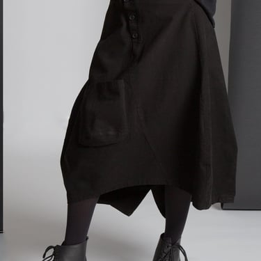 Paneled Asymmetric Bubble Skirt in BLACK or MOSS