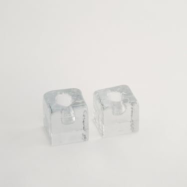 Blenko Glass Cube Candle Holders 