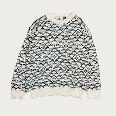 (M) Multicolor Geometric Pattern Sweater