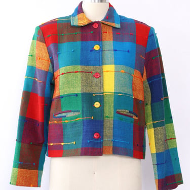 Rainbow Checker Woven Jacket M
