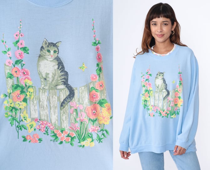 vintage cat × fish × flower sweat lg