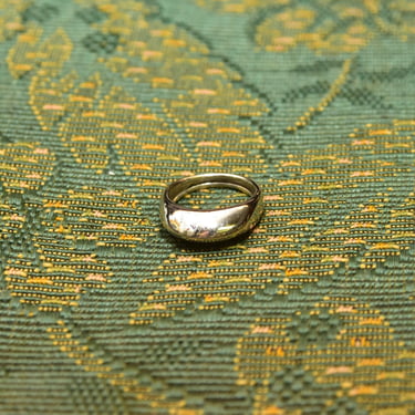 Vintage Modernist 14K White Gold Mini Dome Ring, Polished White Gold Saddle Ring, Minimalist Dome Ring, 585 White Gold, Size 5 1/2 US 
