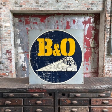 Vintage B&O Railroad Train Sign 