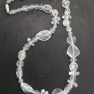 80s Clear Lucite Bead Necklace Chunky 15