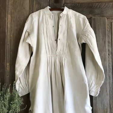 French Hemp Linen Chemise, Work Shirt, Nightshirt, Artist Smock, Workwear, Early 19th C, French Farmhouse 