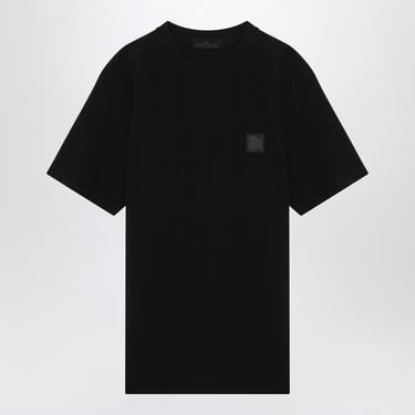 Stone Island Black T-Shirt With Patch Logo Men