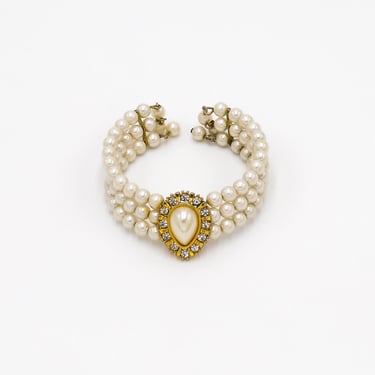 80s Victorian Faux Pearl Stacked Bracelet Wedding Bridal Jewelry Cottagecore Bracelet White Pearl Jewelry Boho Chic Bracelet 