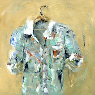 Expressive Oil Painting a White Shirt Painted! Perfect for Every Artist - Art Gets Messy - Art Gift - Daily Painter - 8x8 