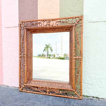 Large Island Whimsy Rattan Mirror