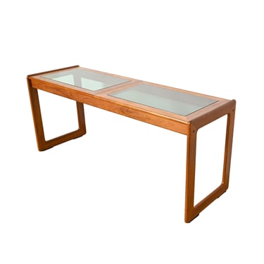 Teak Sofa Table with Smoked Glass Danish Modern 