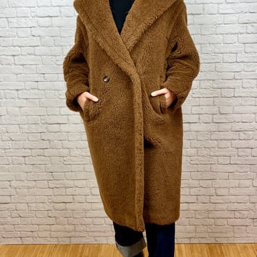 Max Mara Teddy Bear Icon In Alpaca, Wool, and Silk coat, Size Small, Brown