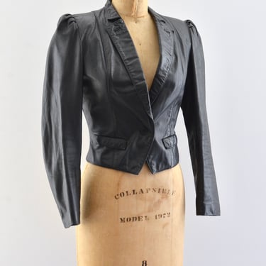 Vintage Cropped Leather Jacket / XS S