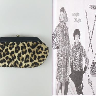 Hunting in the Jungle - Vintage 1950s 1960s Faux Leopard Small Clutch Purse Handbag 