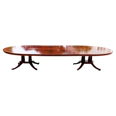 English Regency Mahogany &amp; Satinwood Extendable Dining Table