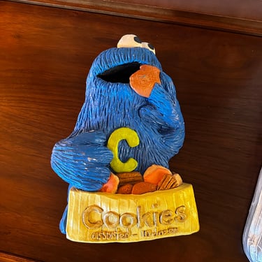Vintage 1970s Hand Painted Chalkware Cookie Monster 