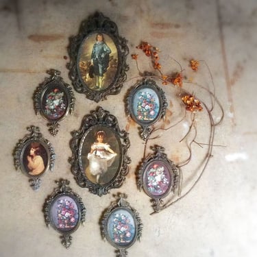 ornate oval metal frame Italy choice one vintage floral portrait or mirror 