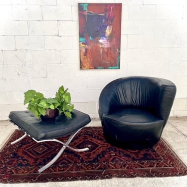 Kagan Style Black Leather Chair
