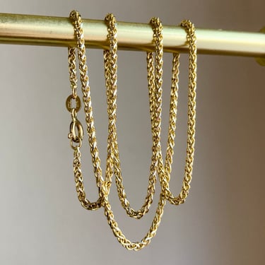 Vintage Aurafin 6.8g 14K Yellow Gold 18 In. Wheat Chain Necklace Great Condition 