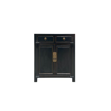 Oriental Chinese 2 Drawers Black Lacquer Wood Credenza Console Cabinet ws4062E 