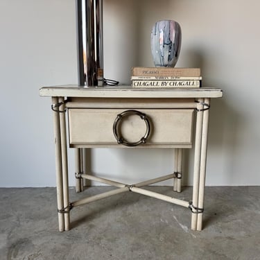 Vintage One Drawer  End Table / Nightstand with Oversized Ring Pull Handle 