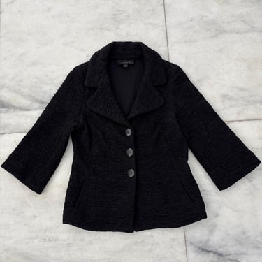 Vintage Classiques Entier Jacket Black Wool Blend Textured Women XS Editorial Art 