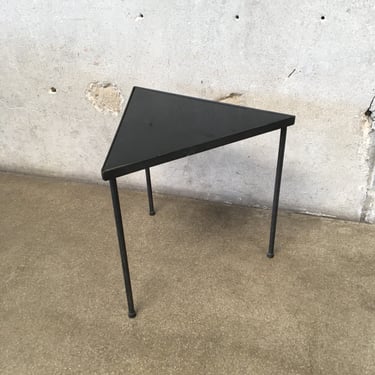 Mid Century Modern 1950's Black Laminate &amp; Iron Triangle Table