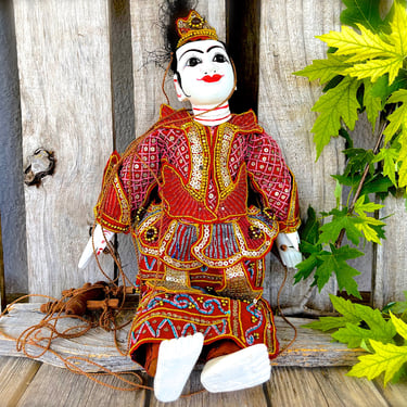 VINTAGE: Old Burmese Puppet Marionette - Thailand - Asian Marionette - Hand Carved Puppet - SKU 00034338 
