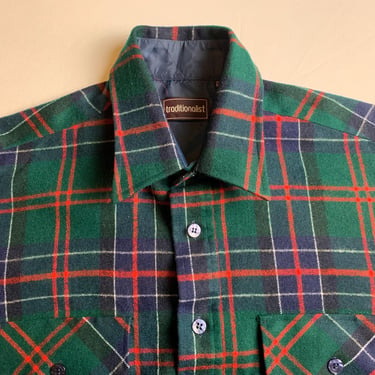 Vintage Green and Red Plaid Shirt Size Medium 