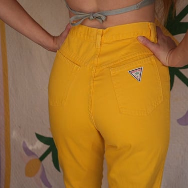 Vintage Yellow Jeans / Mustard Yellow 80's Denim Jeans /  High Waist / Sunshiny Days Denim / Eighties Nineties 