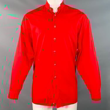 V2 by VERSACE Vintage Size M Red Cotton Nehru Collar Long Sleeve Shirt