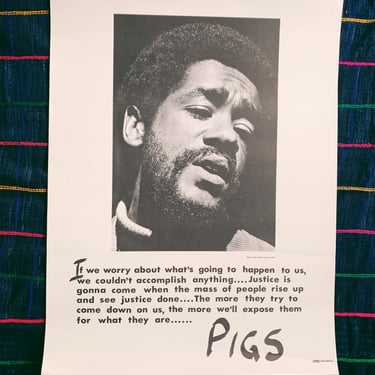 Vintage Large Black Panther Party Poster // Bobby Seale “Pigs”