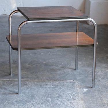 Large Bauhaus side table / Bauhaus shelf in dark brown 