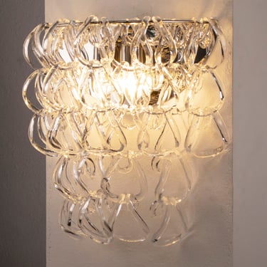 Large wall sconce with Murano glass chains, wall lamp design Made in Italy 