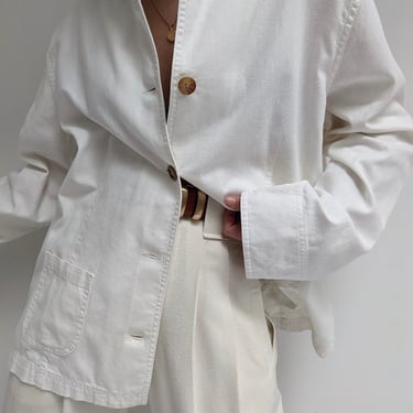 Vintage Bone White Linen Chore Jacket