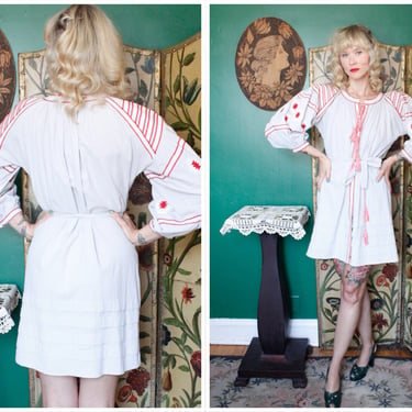Vintage Inspired Modern Dress // Embroidered Tie Cotton Dress // vintage style repro dress 