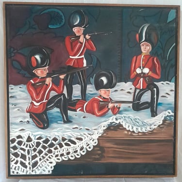 Old Vintage Britains Toy Soldiers Oil Painting "Table Top Warriors" 1987 Signed (36X35) 
