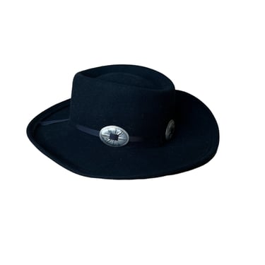 Vintage Bollman Black Wool Cowboy Hat with Concho Doeskin Felt 