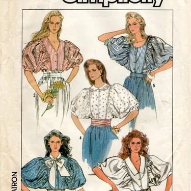 Vintage 1987 Simplicity Sewing Pattern 8301, Misses' Loose-Fitting Blouse, Size 12-18, Modest, Prairie Revival, Cottage Core, New Romantic 