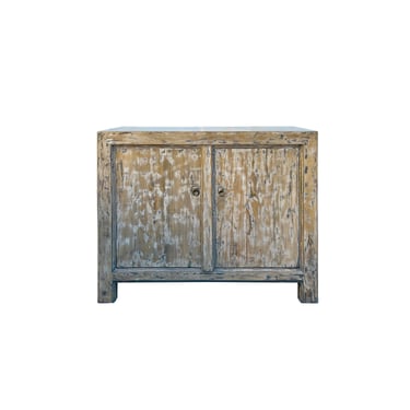 Distressed Tan White 2 Doors Credenza Sideboard Console Table Cabinet ws4494E 