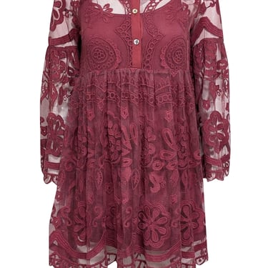 Free People - Dark Rose Pink Lace Dress Sz XS