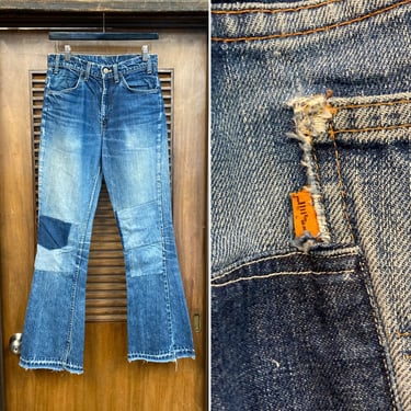 Vintage 1960’s w28 Levi’s Orange Tag Big E 646 Denim Flare Jeans, 60’s Vintage Clothing 