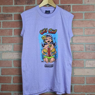 Vintage 80s Chi Chis Hawaii ORIGINAL Graphic Tank Top - Medium 