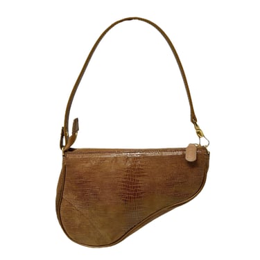 Dior Brown Embossed Mini Saddle Bag