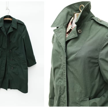 Vintage Dark Green Small Women'sTrench Coat - ROTC Issue - Removable Lining 