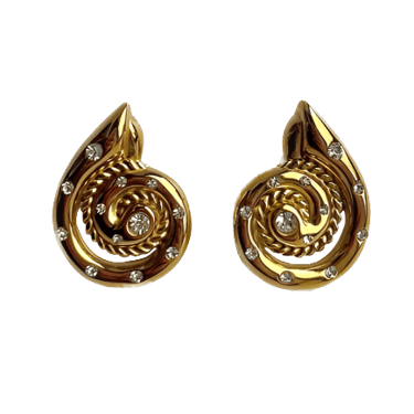 Crystal and Gold Shell Post Earrings