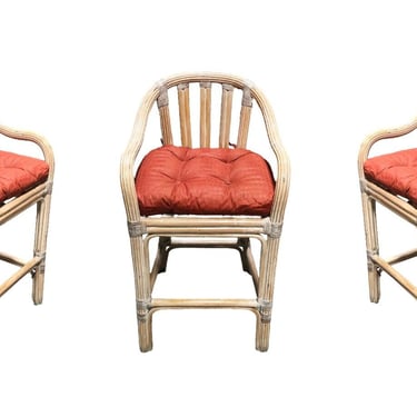 Restored Rattan Whitewash Counter Chairs 
