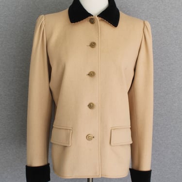 Saint Laurent - YSL - Wool Jacket - Corduroy Trimm- Thistle Buttons - Circa 1960s - Marked size 42 - Paris 